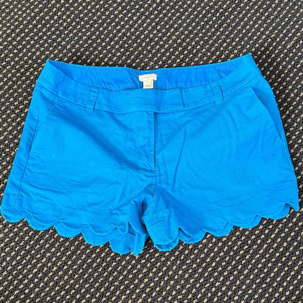 J. Crew Bright Blue Scalloped Shorts - Picture 1 of 4